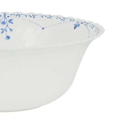 Royalford 9.0" Opalware Serving Bowl- RF12219|White Bowl with Elegant Floral Print, Non-Toxic and Hygienic| Food-Grade Material, Dishwasher and Microwave Safe| Perfect for Serving Appetizer, Snack, Dessert, Sushi, Salad, Pasta, Fish, Rice, Etc.