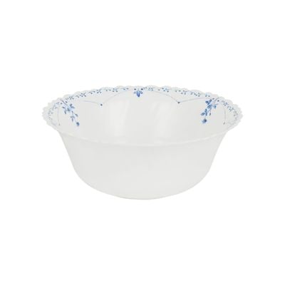 Royalford 9.0" Opalware Serving Bowl- RF12219|White Bowl with Elegant Floral Print, Non-Toxic and Hygienic| Food-Grade Material, Dishwasher and Microwave Safe| Perfect for Serving Appetizer, Snack, Dessert, Sushi, Salad, Pasta, Fish, Rice, Etc.