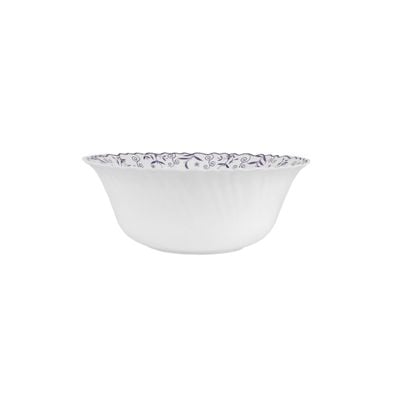 Royalford 9.0" Opalware Serving Bowl- RF12235|White Bowl with Elegant Floral Print, Non-Toxic and Hygienic| Food-Grade Material, Dishwasher and Microwave Safe| Perfect for Serving Appetizer, Snack, Dessert, Sushi, Salad, Pasta, Fish, Rice, Etc.