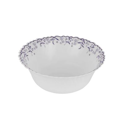 Royalford 9.0" Opalware Serving Bowl- RF12235|White Bowl with Elegant Floral Print, Non-Toxic and Hygienic| Food-Grade Material, Dishwasher and Microwave Safe| Perfect for Serving Appetizer, Snack, Dessert, Sushi, Salad, Pasta, Fish, Rice, Etc.