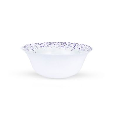 Royalford 9.0" Opalware Serving Bowl- RF12235|White Bowl with Elegant Floral Print, Non-Toxic and Hygienic| Food-Grade Material, Dishwasher and Microwave Safe| Perfect for Serving Appetizer, Snack, Dessert, Sushi, Salad, Pasta, Fish, Rice, Etc.