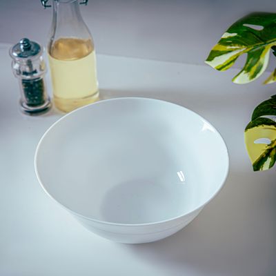 Royalford Velvett Collection 8" Stella white Serving bowl- RF11757| Premium-Quality Opalware, Light-Weight and Food-Grade Bowl with Elegant Hexagonal Design| Perfect for Serving Soups, Salads, Snacks, Curry| Dishwasher-Safe and Freezer-Safe| White