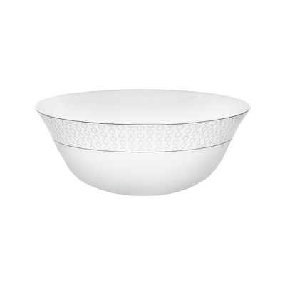 Royalford Velvett Collection 8" Stella white Serving bowl- RF11757| Premium-Quality Opalware, Light-Weight and Food-Grade Bowl with Elegant Hexagonal Design| Perfect for Serving Soups, Salads, Snacks, Curry| Dishwasher-Safe and Freezer-Safe| White