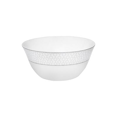 Royalford Velvett Collection 8" Stella white Serving bowl- RF11757| Premium-Quality Opalware, Light-Weight and Food-Grade Bowl with Elegant Hexagonal Design| Perfect for Serving Soups, Salads, Snacks, Curry| Dishwasher-Safe and Freezer-Safe| White