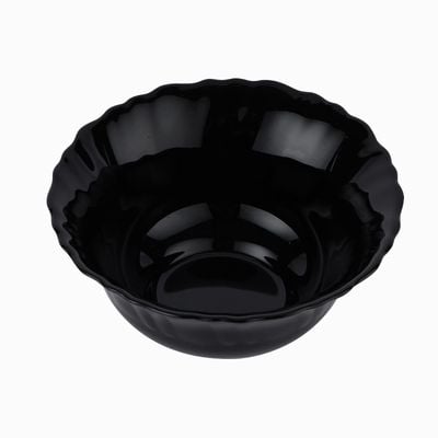 Royalford 5" Opalware Soup Bowl- RF11905/ Black-Wave Series, Elegant Color/ Perfect for Serving and Eating Soups, Salads, Sweets, Snacks / Lightweight, Serveware, Dishwasher-Safe and Microwave Safe/ Black 