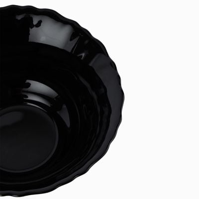 Royalford 5" Opalware Soup Bowl- RF11905/ Black-Wave Series, Elegant Color/ Perfect for Serving and Eating Soups, Salads, Sweets, Snacks / Lightweight, Serveware, Dishwasher-Safe and Microwave Safe/ Black 