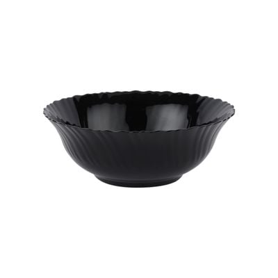 Royalford 8" Opalware Salad Bowl- RF11906/ Black-Wave Series, Elegant Color/ Perfect for Serving and Eating Salads, Sweets, Snacks / Lightweight, Serveware, Dishwasher-Safe and Microwave Safe/ Black 