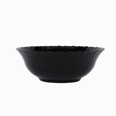 Royalford 8" Opalware Salad Bowl- RF11906/ Black-Wave Series, Elegant Color/ Perfect for Serving and Eating Salads, Sweets, Snacks / Lightweight, Serveware, Dishwasher-Safe and Microwave Safe/ Black 