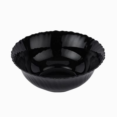 Royalford 8" Opalware Salad Bowl- RF11906/ Black-Wave Series, Elegant Color/ Perfect for Serving and Eating Salads, Sweets, Snacks / Lightweight, Serveware, Dishwasher-Safe and Microwave Safe/ Black 