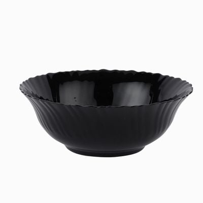 Royalford 8" Opalware Salad Bowl- RF11906/ Black-Wave Series, Elegant Color/ Perfect for Serving and Eating Salads, Sweets, Snacks / Lightweight, Serveware, Dishwasher-Safe and Microwave Safe/ Black 