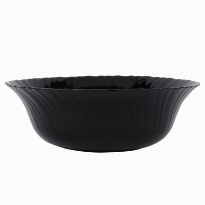 Royalford 9" Opalware Soup Bowl- RF11907/ Black-Wave Series, Elegant Color/ Perfect for Serving and Eating Soups, Salads, Sweets, Snacks / Lightweight, Serveware, Dishwasher-Safe and Microwave Safe/ Black 