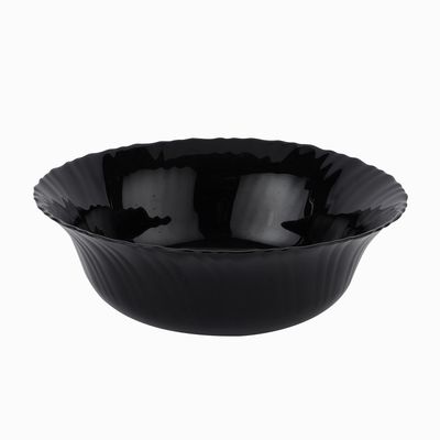 Royalford 9" Opalware Soup Bowl- RF11907/ Black-Wave Series, Elegant Color/ Perfect for Serving and Eating Soups, Salads, Sweets, Snacks / Lightweight, Serveware, Dishwasher-Safe and Microwave Safe/ Black 