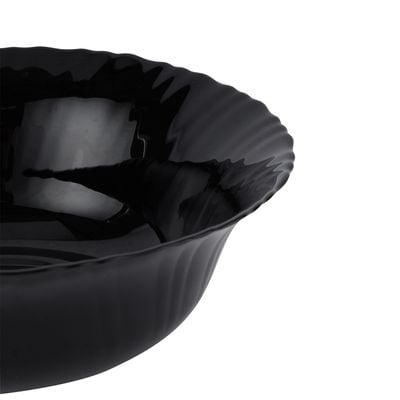 Royalford 9" Opalware Soup Bowl- RF11907/ Black-Wave Series, Elegant Color/ Perfect for Serving and Eating Soups, Salads, Sweets, Snacks / Lightweight, Serveware, Dishwasher-Safe and Microwave Safe/ Black 