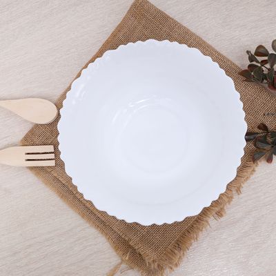 Royalford 9-inch Opal WareSpin Bowl - Portable, Lightweight Bowl Breakfast Cereal Dessert Serving Bowl | Dishwasher Safe | Ideal for Rice, Pasta, Deserts, Icecream & More (White)