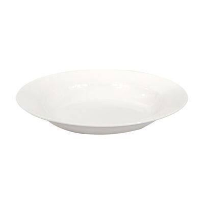 Royalford 10" Round Deep Plate- RF8760| High-Quality Food Safe Serveware with Elegant White Color with Glossy Finish| Perfect for Serving Soup, Salad, Pasta| Lightweight and Premium-Quality Dinnerware