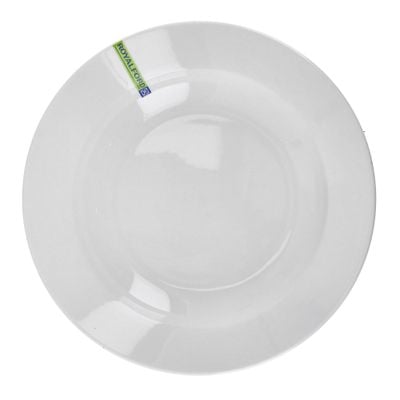 Royalford 10" Round Deep Plate- RF8760| High-Quality Food Safe Serveware with Elegant White Color with Glossy Finish| Perfect for Serving Soup, Salad, Pasta| Lightweight and Premium-Quality Dinnerware