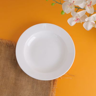 Royalford 10" Round Deep Plate- RF8760| High-Quality Food Safe Serveware with Elegant White Color with Glossy Finish| Perfect for Serving Soup, Salad, Pasta| Lightweight and Premium-Quality Dinnerware