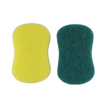 Royalbright Heavy Duty Scrub Sponges- Polyester+PU Sponge | RF10627| Scrub Pads for Kitchen, Sink and Bathroom Use| Cleaning Supplies| 2 in 1 Cleaning Pad| Premium-Quality| Ideal for Dish wash Liquid| Multi-Purpose| No Scratch| Pack of 2| Green