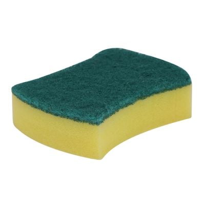 Royalbright Heavy Duty Scrub Sponges- Polyester+PU Sponge | RF10629| Scrub Pads for Kitchen, Sink and Bathroom Use| Cleaning Supplies with 2 in 1 Cleaning Pad| Premium-Quality| Ideal for Dish wash Liquid| Multi-Purpose| No Scratch| Curved Shape| Pack of 2| Green