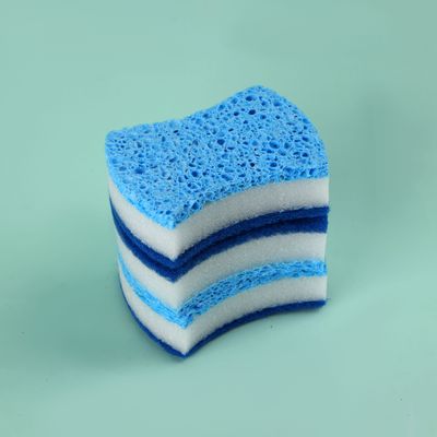 Royalbright Heavy Duty Comfort Cleaning Sponges- RF11080| Scrub Pads for Kitchen, Sink and Bathroom Use| Cleaning Supplies with 2 in 1 Cleaning Pad| Ideal for Dish Wash Liquid| Multi-Purpose Sponges with Nail Saving Design| Pack of Three| Blue