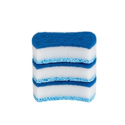 Royalbright Heavy Duty Comfort Cleaning Sponges- RF11080| Scrub Pads for Kitchen, Sink and Bathroom Use| Cleaning Supplies with 2 in 1 Cleaning Pad| Ideal for Dish Wash Liquid| Multi-Purpose Sponges with Nail Saving Design| Pack of Three| Blue