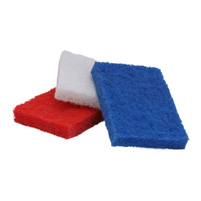 Royalbright Scouring Hand Pads- 3pcs, 15x10x2 cm | Polyester | RF10625| Premium Quality and Heavy-Duty Scrub Pad For Cleaning| Kitchen and Bathroom Use| Pack of 3 | White, Red and Blue.