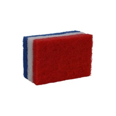 Royalbright Scouring Hand Pads- 3pcs, 15x10x2 cm | Polyester | RF10625| Premium Quality and Heavy-Duty Scrub Pad For Cleaning| Kitchen and Bathroom Use| Pack of 3 | White, Red and Blue.