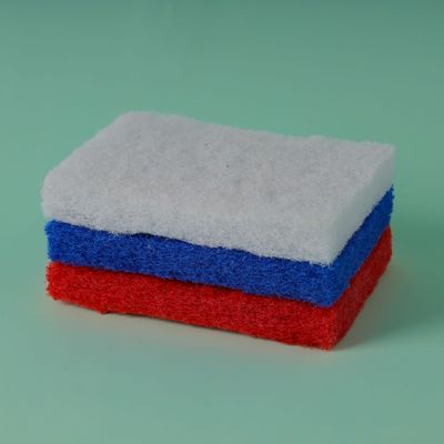 Royalbright Scouring Hand Pads- 3pcs, 15x10x2 cm | Polyester | RF10625| Premium Quality and Heavy-Duty Scrub Pad For Cleaning| Kitchen and Bathroom Use| Pack of 3 | White, Red and Blue.