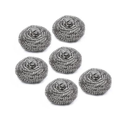 Royalford Royalbright Heavy Duty Stainless Steel Scourer- Rust proof | RF10637| Steel Wool Scrubber for Dishes, Pots and Pans| For Kitchen and Bathroom Use| Non-Rusting Wire Scrubbers for Tough Stain Removal| Round Scrubbers| Pack of 6| Silver