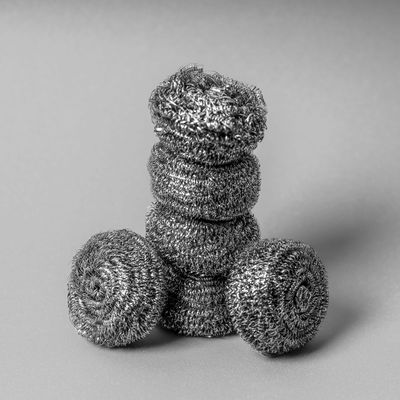 Royalford Royalbright Heavy Duty Stainless Steel Scourer- Rust proof | RF10637| Steel Wool Scrubber for Dishes, Pots and Pans| For Kitchen and Bathroom Use| Non-Rusting Wire Scrubbers for Tough Stain Removal| Round Scrubbers| Pack of 6| Silver