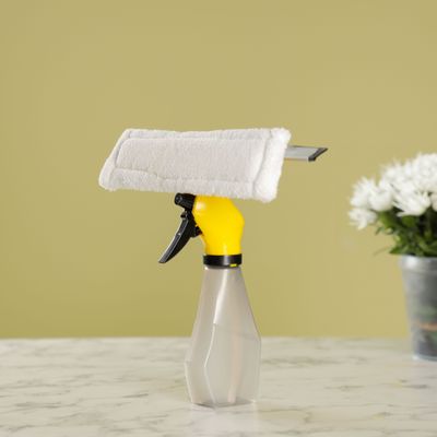 Royalford Spray Window Cleaner- RF12257/ 3-in-1 Design, with Trigger Sprayer, Rubber Squeegee and Microfiber Pad, Compatible with All Window Types/ 200 ml Bottle, Perfect for Cleaning and Wiping Room, Bathroom, Kitchen/ Highly Durable, Light-Weight and Elegant Design/ Yellow