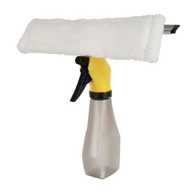 Royalford Spray Window Cleaner- RF12257/ 3-in-1 Design, with Trigger Sprayer, Rubber Squeegee and Microfiber Pad, Compatible with All Window Types/ 200 ml Bottle, Perfect for Cleaning and Wiping Room, Bathroom, Kitchen/ Highly Durable, Light-Weight and Elegant Design/ Yellow