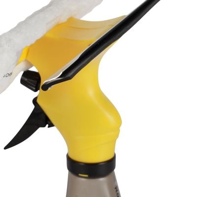 Royalford Spray Window Cleaner- RF12257/ 3-in-1 Design, with Trigger Sprayer, Rubber Squeegee and Microfiber Pad, Compatible with All Window Types/ 200 ml Bottle, Perfect for Cleaning and Wiping Room, Bathroom, Kitchen/ Highly Durable, Light-Weight and Elegant Design/ Yellow