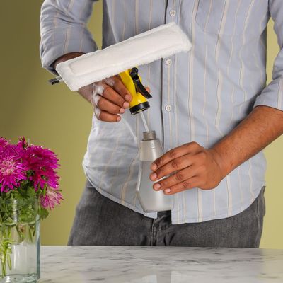 Royalford Spray Window Cleaner- RF12257/ 3-in-1 Design, with Trigger Sprayer, Rubber Squeegee and Microfiber Pad, Compatible with All Window Types/ 200 ml Bottle, Perfect for Cleaning and Wiping Room, Bathroom, Kitchen/ Highly Durable, Light-Weight and Elegant Design/ Yellow