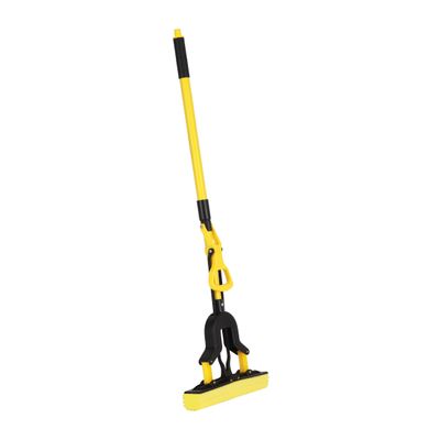 Royalford Floor PVA Mop with Iron Handle- RF12252/ 120 cm Long, with Squeezing Technology and Extendable Height/ Suitable for all Hard Flooring types, Glass, Marble, Granite, Tile, Wood, Window, Wall, etc./ High Water Absorbency, No Scratch/ Black and Yellow