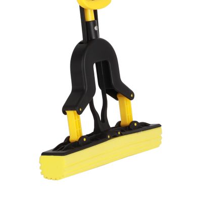 Royalford Floor PVA Mop with Iron Handle- RF12252/ 120 cm Long, with Squeezing Technology and Extendable Height/ Suitable for all Hard Flooring types, Glass, Marble, Granite, Tile, Wood, Window, Wall, etc./ High Water Absorbency, No Scratch/ Black and Yellow