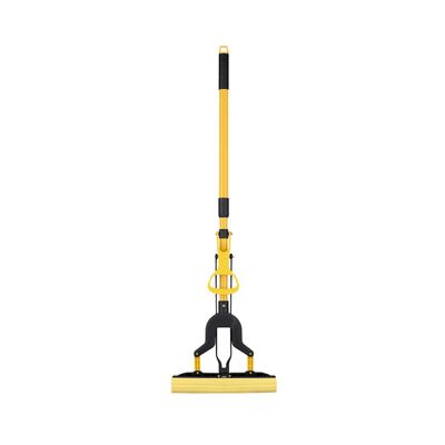 Royalford Floor PVA Mop with Iron Handle- RF12252/ 120 cm Long, with Squeezing Technology and Extendable Height/ Suitable for all Hard Flooring types, Glass, Marble, Granite, Tile, Wood, Window, Wall, etc./ High Water Absorbency, No Scratch/ Black and Yellow