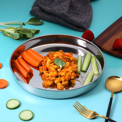 Royalford Khumcha Plate, 26cm Stainless Steel Serving Plate , RF10159 | Reusable & Dishwasher Safe, Heavy Duty Kitchenware Thali/Plate | Round Dinner Plate for Kids, Toddlers, Children