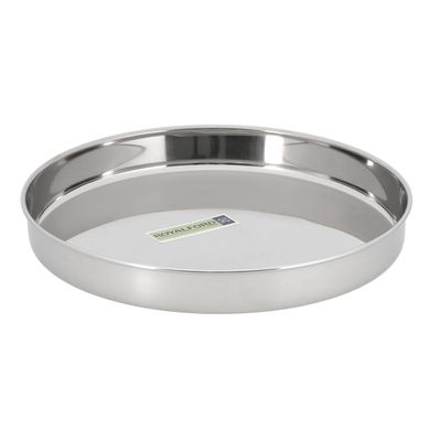 Royalford Khumcha Plate, 26cm Stainless Steel Serving Plate , RF10159 | Reusable & Dishwasher Safe, Heavy Duty Kitchenware Thali/Plate | Round Dinner Plate for Kids, Toddlers, Children