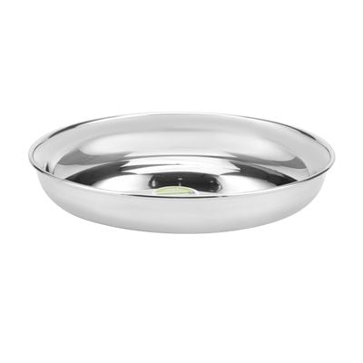 Royalford 25 CM Stainless Steel Rice Plate- RF11469| Unbreakable Plate, Suitable for Rice, Roti, Snacks| 100% Food-Grade, BPA-Free| Multi-Purpose Plate with Strong and Stylish Design with Mirror Finish Body| Silver