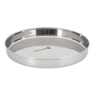 Royalford Khumcha Plate, 24cm Stainless Steel Plate, 348g, RF10158 | Dinner Plate for Kids, Toddlers, Children, Feeding Serving Camping Plates | Reusable and Dishwasher Safe