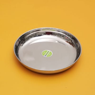 Royalford 21 CM Stainless Steel Rice Plate- RF11467| Unbreakable Plate, Suitable for Rice, Roti, Snacks| 100% Food-Grade, BPA-Free| Multi-Purpose Plate with Strong and Stylish Design with Mirror Finish Body| Silver