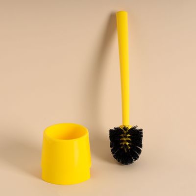 Royalford Toilet Brush with Holder- RF11188| Compact and Light-Weight Toilet Brush Perfect for Cleaning Indian and Western Style Toilets| Superior-Quality Cleaning Brush with Long Handle for Better Reach and Efficient Cleaning| Yellow and black