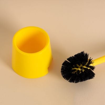 Royalford Toilet Brush with Holder- RF11188| Compact and Light-Weight Toilet Brush Perfect for Cleaning Indian and Western Style Toilets| Superior-Quality Cleaning Brush with Long Handle for Better Reach and Efficient Cleaning| Yellow and black