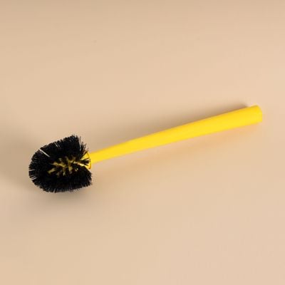 Royalford Toilet Brush with Holder- RF11188| Compact and Light-Weight Toilet Brush Perfect for Cleaning Indian and Western Style Toilets| Superior-Quality Cleaning Brush with Long Handle for Better Reach and Efficient Cleaning| Yellow and black