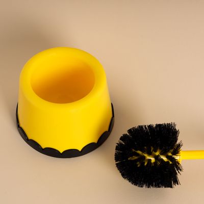 Royalford Toilet Brush with Holder- RF11189| Compact and Light-Weight Toilet Brush Perfect for Cleaning Indian and Western Style Toilets| Superior-Quality Cleaning Brush with Long Handle for Better Reach and Efficient Cleaning| Yellow and black