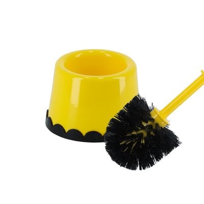 Royalford Toilet Brush with Holder- RF11189| Compact and Light-Weight Toilet Brush Perfect for Cleaning Indian and Western Style Toilets| Superior-Quality Cleaning Brush with Long Handle for Better Reach and Efficient Cleaning| Yellow and black