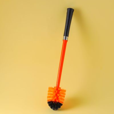 Toilet Brush - Easy Storage with Comfortable handle - Compact Straight Shape Design Toilet Cleaner - Clears Clogged Toilets and drains - Ideal for Home and Office Use (Red Yellow)