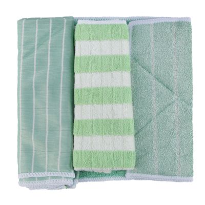 Royalbright 3-IN-1 Multi-Purpose Bamboo Cleaning Cloth Set- RF10742| High-Density Microfiber and Bamboo Fiber Cloth for Efficient Cleaning| Germ Shield Technology with Super Absorbent Power| Includes Cleaning Pad, Cleaning Cloth and Polishing Cloth| 100% Anti-Bacterial and Streak-Free| Blue