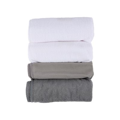 Royalbright 4 pcs Multi-Purpose Microfiber Cloth Set RF10743| Powerful and High-Density Microfiber Cloth for Easy and Efficient Cleaning| Germ Shield Technology with Super Absorbent Power| 100% Micro-Fiber and 100% Anti-Bacterial| Grey and White